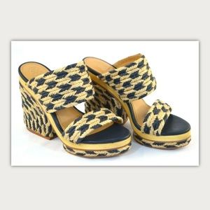 Tory Burch Lola Navy Jute Sandals w/Heel sz 6.5